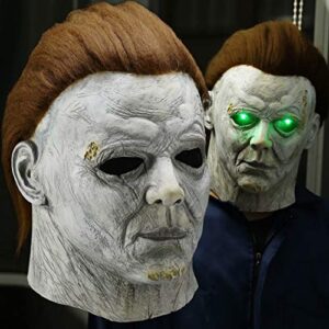 Bulex LED Light up Michael Myers Mask Scary Halloween Murderer Killer Mask Creepy Full Head Latex Mask Horror Cosplay Costume