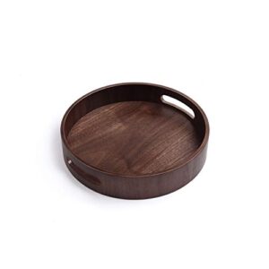 alviti willow wood round serving tray with handles 13 ¾ inch | eco-friendly, decorative accents for wine cellar, kitchen, living room, bedroom, bathroom, office, café tea shop, restaurant | (walnut)