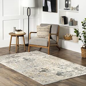 nuloom abstract contemporary motto area rug, 6' square, beige