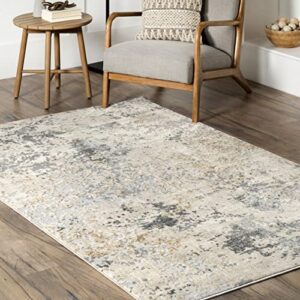 nuLOOM Abstract Contemporary Motto Area Rug, 6' Square, Beige