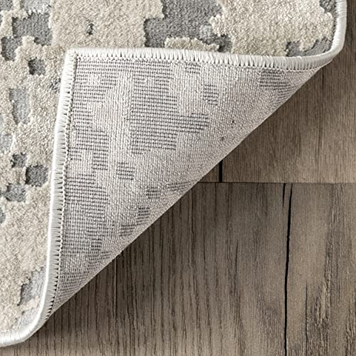 nuLOOM Abstract Contemporary Motto Area Rug, 6' Square, Beige