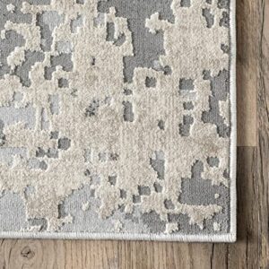 nuLOOM Abstract Contemporary Motto Area Rug, 6' Square, Beige