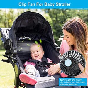 TriPole Battery Operated Portable Fan Mini Handheld Fan & Clip On Stroller Fan Bundle Strong Wind Rechargeable Fan Speed Adjustable Personal Fan for Home Travel