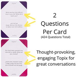 TOPIX - 424 Conversation Starters, Family Dinner Conversation Cards & Date Night Ice Breaker Topics. Uncommon Questions Stimulate Reflection for Married Couple or Old Friends, Recall Our Best Moments