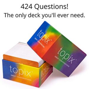 TOPIX - 424 Conversation Starters, Family Dinner Conversation Cards & Date Night Ice Breaker Topics. Uncommon Questions Stimulate Reflection for Married Couple or Old Friends, Recall Our Best Moments