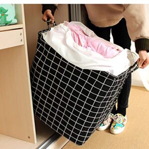 100L Clothes Storage Bag Large Capacity Organizer with Handle, Moisture Proof Linen Fabric Foldable Storage Bins for Comforters, Blankets, Pillows