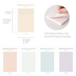 Monolike Smoothie Grid Sticky-it - 5p Set Self-Adhesive Memo Pad 50 Sheets