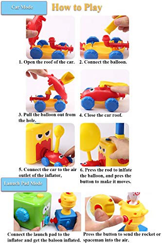 NEXTAKE Balloon Powered Car and Launcher Set, Balloon Launcher Toy Set Balloon Power Racer Air Inertial Car Toy Balloon Launcher Launch Pad with 12 Balloons (Duck with Launch Tower 2)