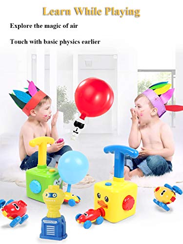 NEXTAKE Balloon Powered Car and Launcher Set, Balloon Launcher Toy Set Balloon Power Racer Air Inertial Car Toy Balloon Launcher Launch Pad with 12 Balloons (Duck with Launch Tower 2)