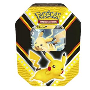 mint pokemon v power tin featuring pikachu v