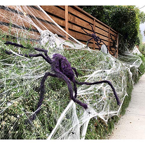 Hifunwu 1500 sqft Spider Webs Halloween Decorations Super Stretch Fake Web Cobwebs with 50 Fake Spiders for Indoor Outdoor Halloween Decoration Supplies