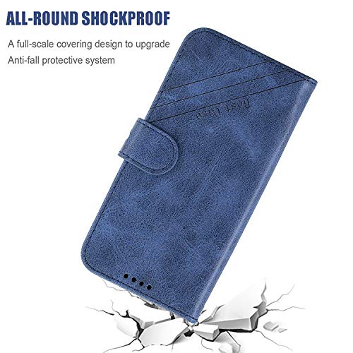 OOPKINS Case for Xiaomi Redmi Note 9 Pro Book Type Cover Two-color cow leather Magnetic Wallet Case Card Slots Kickstand Flip Shockproof Protective Cover for Redmi Note 9 Pro / 9X Pro Max / 9S Blue HX