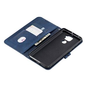 OOPKINS Case for Xiaomi Redmi Note 9 Pro Book Type Cover Two-color cow leather Magnetic Wallet Case Card Slots Kickstand Flip Shockproof Protective Cover for Redmi Note 9 Pro / 9X Pro Max / 9S Blue HX