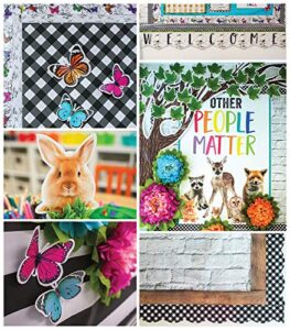 schoolgirl style woodland whimsy collection—bulletin boards, bulletin board borders, inspirational posters, cutouts, nameplates, homeschool or classroom décor (374 pc)