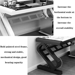 ZYCSKTL Desk Computer Table Modern Large Office Desk,Study Room Tempered Glass Desk, Bedroom Simple Writing Desk, Desktop Home Computer Desk, Easy to Install (Color : Pink, Size : 120 * 60 * 75cm)