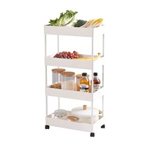 moxeay 4 tier slim storage cart bathroom utility cart mobile shelving unit abs storage basket shelves rolling utility cart organizer with caster wheels for kitchen bathroom laundry office