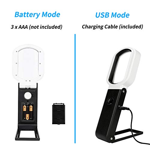 Magnifying Glass with Light and Stand, welltop 25X 10X Handheld Lighted Magnifying Glass Hands Free 9 LED Illuminated Magnifier for Reading, Inspection, Exploring, Jewellery, Hobbies & Crafts