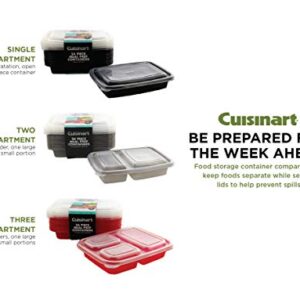 Cuisinart 1 Compartment Meal Prep Containers, 24 Piece, Set of 12 BPA Free Food Storage Containers with Lids-Reusable, Stackable Bento Box Containers-Microwave, Dishwasher, Freezer Safe-Black, 28.75oz