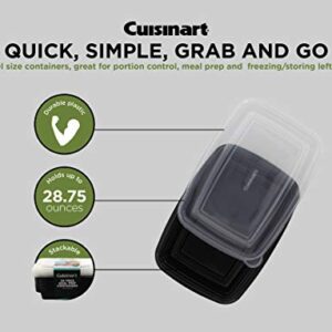 Cuisinart 1 Compartment Meal Prep Containers, 24 Piece, Set of 12 BPA Free Food Storage Containers with Lids-Reusable, Stackable Bento Box Containers-Microwave, Dishwasher, Freezer Safe-Black, 28.75oz