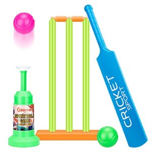 kids cricket set kids plastic cricket bat ball stumps set abs plastic cricket bat set cricket bat and ball beach wicket stand kit for children parent-child sports game gift for boys and girls 6-10