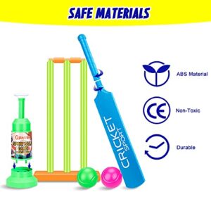 Kids Cricket Set Kids Plastic Cricket Bat Ball Stumps Set ABS Plastic Cricket Bat Set Cricket Bat and Ball Beach Wicket Stand Kit for Children Parent-Child Sports Game Gift for Boys and Girls 6-10