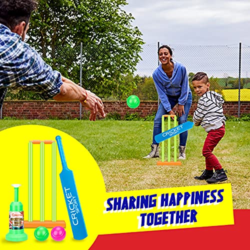 Kids Cricket Set Kids Plastic Cricket Bat Ball Stumps Set ABS Plastic Cricket Bat Set Cricket Bat and Ball Beach Wicket Stand Kit for Children Parent-Child Sports Game Gift for Boys and Girls 6-10