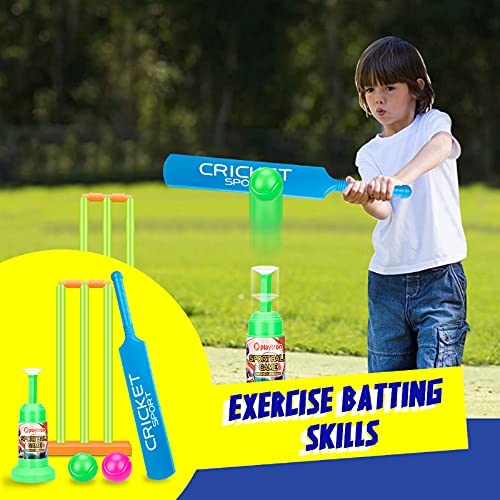 Kids Cricket Set Kids Plastic Cricket Bat Ball Stumps Set ABS Plastic Cricket Bat Set Cricket Bat and Ball Beach Wicket Stand Kit for Children Parent-Child Sports Game Gift for Boys and Girls 6-10