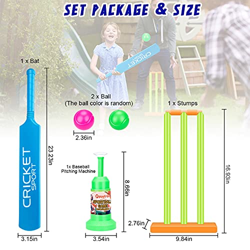 Kids Cricket Set Kids Plastic Cricket Bat Ball Stumps Set ABS Plastic Cricket Bat Set Cricket Bat and Ball Beach Wicket Stand Kit for Children Parent-Child Sports Game Gift for Boys and Girls 6-10