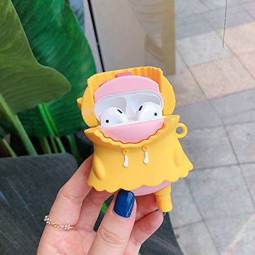 BONTOUJOUR Case Compatible with AirPods Pro, Super Cute Creative Wearing Yellow Raincoat Pink Piggy Case, Funny Kawai Standing Pig Silicone Earphone Protection Skin for AirPods Pro +Hook