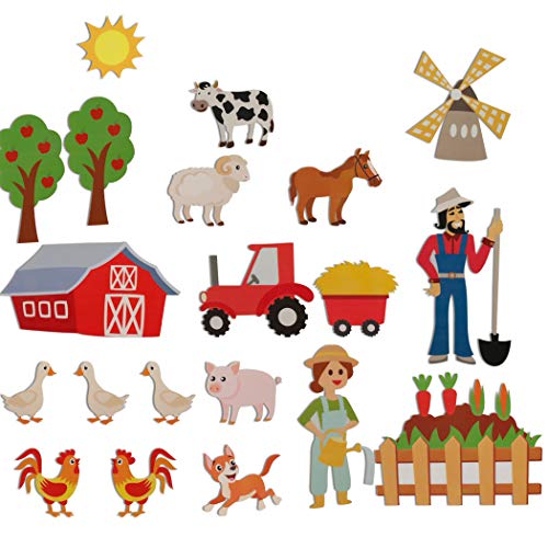 Farm Animals Felt Flannel Boards Stories Precut Figures for Toddlers Preschool, Craft Toy Gifts for Kids as Storytelling Interactive Teaching Activity Kits (21)