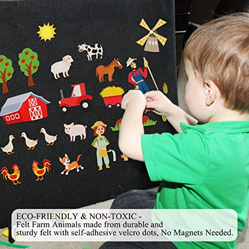 Farm Animals Felt Flannel Boards Stories Precut Figures for Toddlers Preschool, Craft Toy Gifts for Kids as Storytelling Interactive Teaching Activity Kits (21)