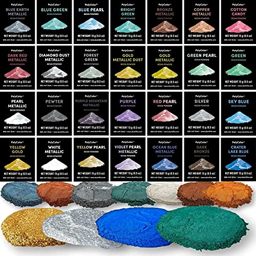 Diamond Dust Metallic Powder (PolyColor) - Mica Powder for Epoxy Resin Kits, Casting Resin, Tumblers, Jewelry, Dyes, and Arts and Crafts! Color Pigment Powder Creates Fast & Easy Metallic Effects!