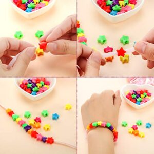 500 Pieces Star Pony Beads Large Hole Beads Multi Color Acrylic Beads Bracelet Kawaii Rainbow Necklace Jewelry Making Craft Beads for Christmas Valentine's Day Present