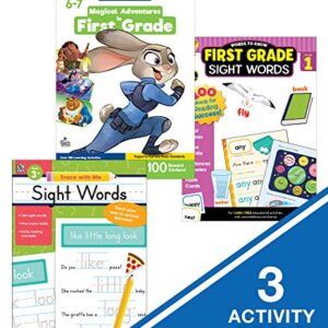 Carson Dellosa (CAS0P) First Grade Homeschool Kit for Kids – Elementary Math, Phonics, Sight Word Activities, Learn to Tell Time for Learn at Home (8pc) (145191)