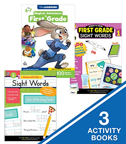 Carson Dellosa (CAS0P) First Grade Homeschool Kit for Kids – Elementary Math, Phonics, Sight Word Activities, Learn to Tell Time for Learn at Home (8pc) (145191)