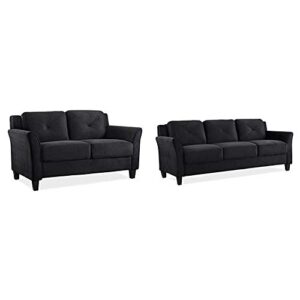 lifestyle solutions grayson love seats, 57.87"x32"x32.68", black & lifestyle solutions hrfks3bk grayson sofa, 78.7" w x 31.5" d x 32.7" h, black