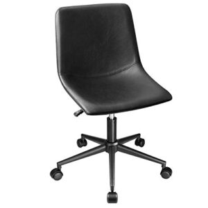 homall mid back office chair pu leather computer desk chair adjustable swivel task chair armless (black)