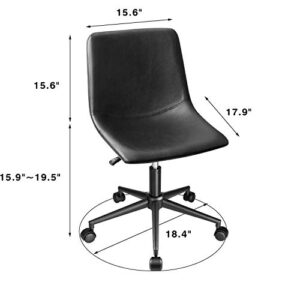 Homall Mid Back Office Chair PU Leather Computer Desk Chair Adjustable Swivel Task Chair Armless (Black)