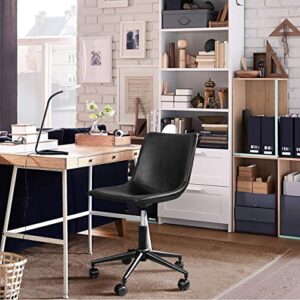 Homall Mid Back Office Chair PU Leather Computer Desk Chair Adjustable Swivel Task Chair Armless (Black)