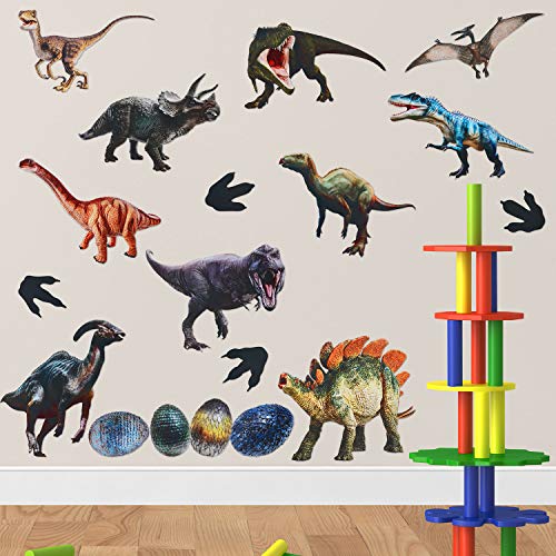 18 Pieces Dinosaurs Wall Stickers Dinosaur Wall Decals Removable Wall Stickers for Classroom Kids Bedroom Bathroom Nursery Home Decoration