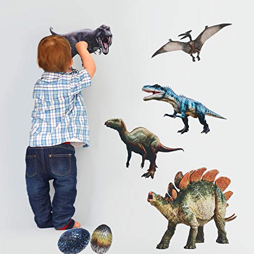 18 Pieces Dinosaurs Wall Stickers Dinosaur Wall Decals Removable Wall Stickers for Classroom Kids Bedroom Bathroom Nursery Home Decoration