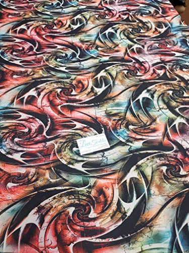 Levi Textiles, INC. Stretch Imitation Silk Chiffon Spandex Digital Print - 4 Way Stretch - 90/10 Stretch- 58/60" - Sold BTY (Ghost Waves)