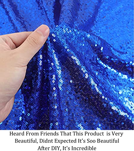 Pardecor Sequin Fabric by The Yard Glitter Fabric 1 Yard Little Mermaid Fabric Mesh Fabric Sequence Fabric Linen Material Fabric for Sewing Sparkle Cloth Fabric (1 Yard, Royal Blue)