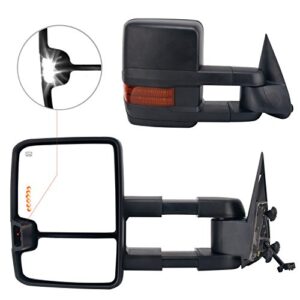 perfit zone towing mirror replacement fit for 1999-2002 silverado sierra 1500 2500 3500,power heated with turn signal, led arrow, clearance light(pair set)