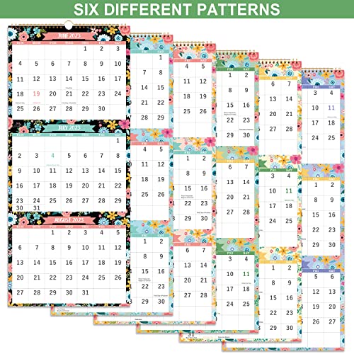 Calendar 2023-2024 - 3 Month Display Wall Calendar (Folded in one Month), 11.3" x 26" (when opened), Jul 2023 - Jun 2024, Vertical Calendar with Thick Paper, For Daily Organizing & Planning