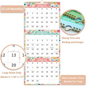 Calendar 2023-2024 - 3 Month Display Wall Calendar (Folded in one Month), 11.3" x 26" (when opened), Jul 2023 - Jun 2024, Vertical Calendar with Thick Paper, For Daily Organizing & Planning