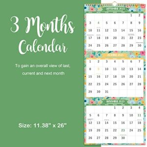 Calendar 2023-2024 - 3 Month Display Wall Calendar (Folded in one Month), 11.3" x 26" (when opened), Jul 2023 - Jun 2024, Vertical Calendar with Thick Paper, For Daily Organizing & Planning