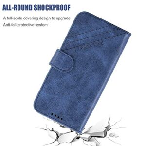 OOPKINS Case for Xiaomi Redmi Note 9 Book Type Cover Luxury Two-Color Cow Leather Magnetic Wallet Case Card Slots Kickstand Flip Shockproof Protective Cover for Redmi Note 9 / Redmi 10X 4G Blue HX