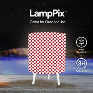 5x7 Inch LED Desk Lamp - Light Red Dots Custom Canvas Printed Table Light 16 Colors - 5 Level Dimmer - 4 Lighting Effects - Rechargeable Light - Remote Control. by LampPix Made in The USA.