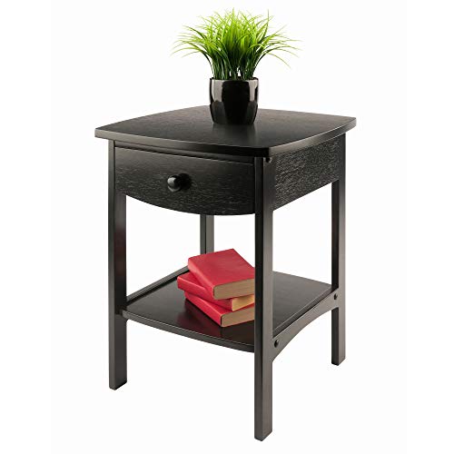 Winsome Leo Model Name Shelving, Tall, Espresso & Wood Claire Accent Table, Black